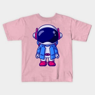 Cute Astronaut Wearing Suit Cartoon Kids T-Shirt